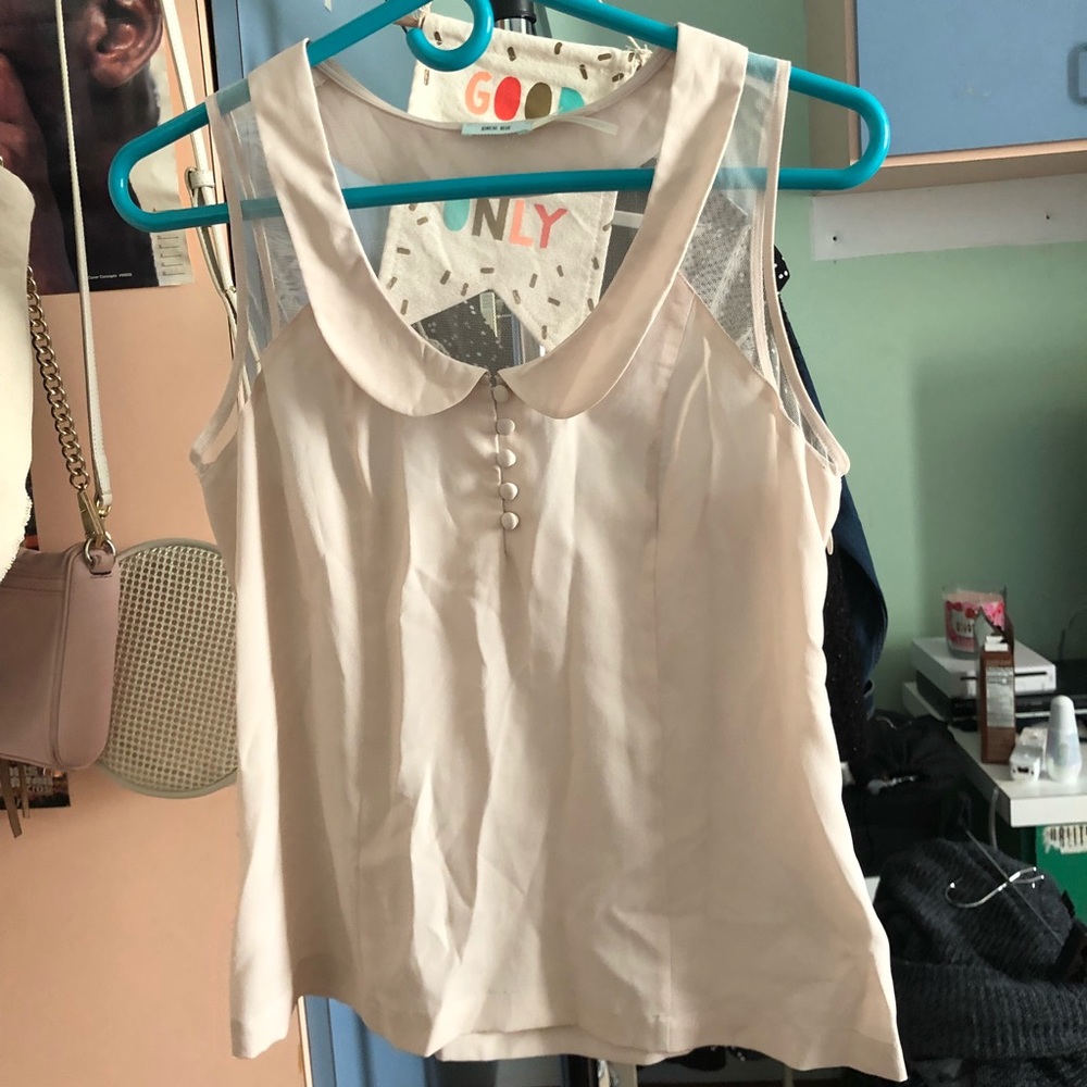 Urban Outfitters Cream Collar Buttoned Top